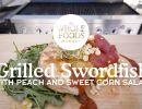 grilled swordfish with peach and